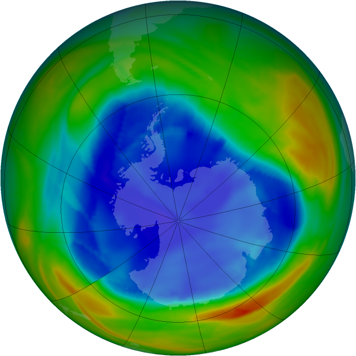 Antarctic ozone map for 21 August 2007